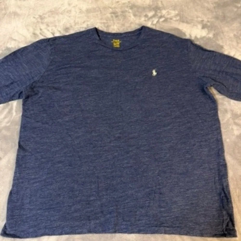Polo Ralph Lauren T-Shirt Men XXL Blue Long Sleeve Pony Logo Heathered Cotton